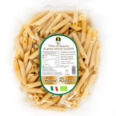 penne rigate pasta bio di grano duro siciliano